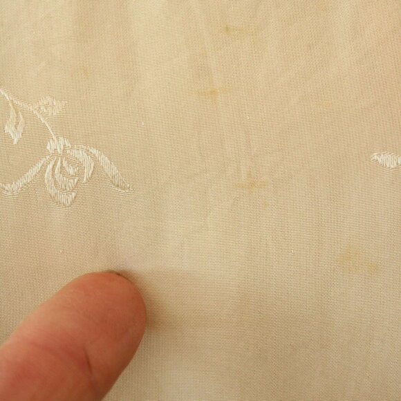 Vintage 1960s Dress with Pocket, Volup Size Calabash House Ivory Silk Damask - Picture 5 of 10